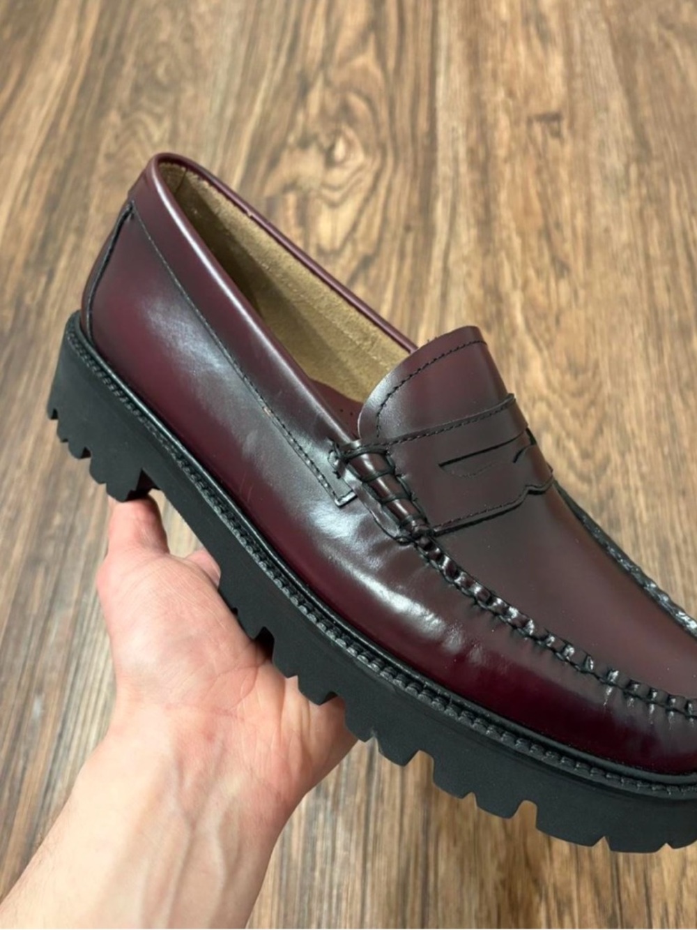 G.H. Bass Wine Whitney Super Lug Sole Penny Loafers - Picture 3 of 8